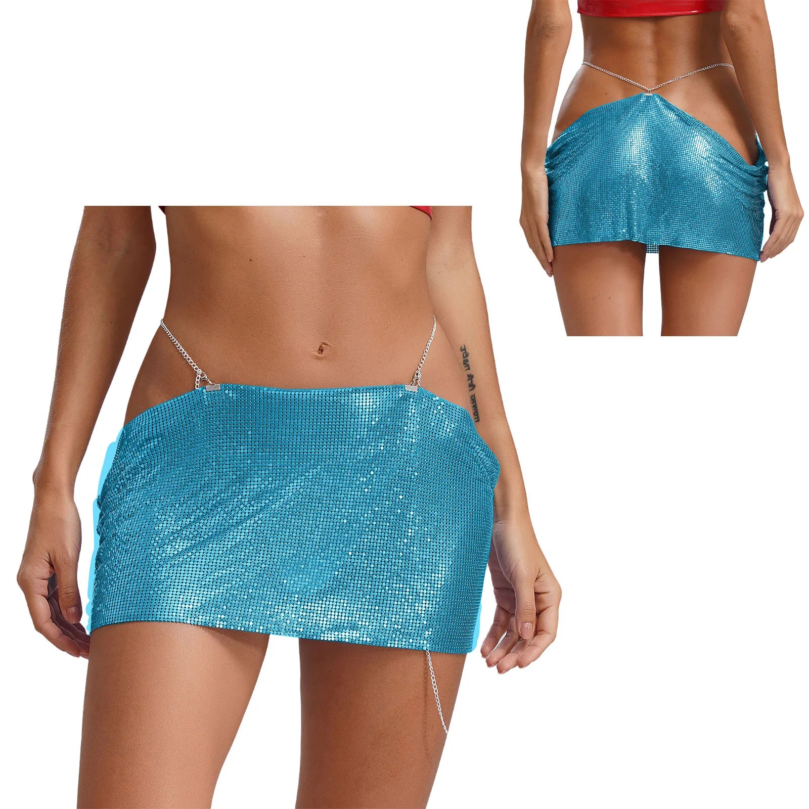 Leia Low Waist Metal Mesh Micro Skirt