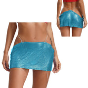 Leia Low Waist Metal Mesh Micro Skirt