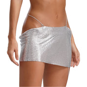 Leia Low Waist Metal Mesh Micro Skirt