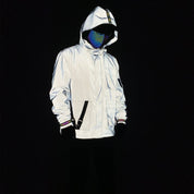 Utilitarian Holographic Reflective Hooded Jacket