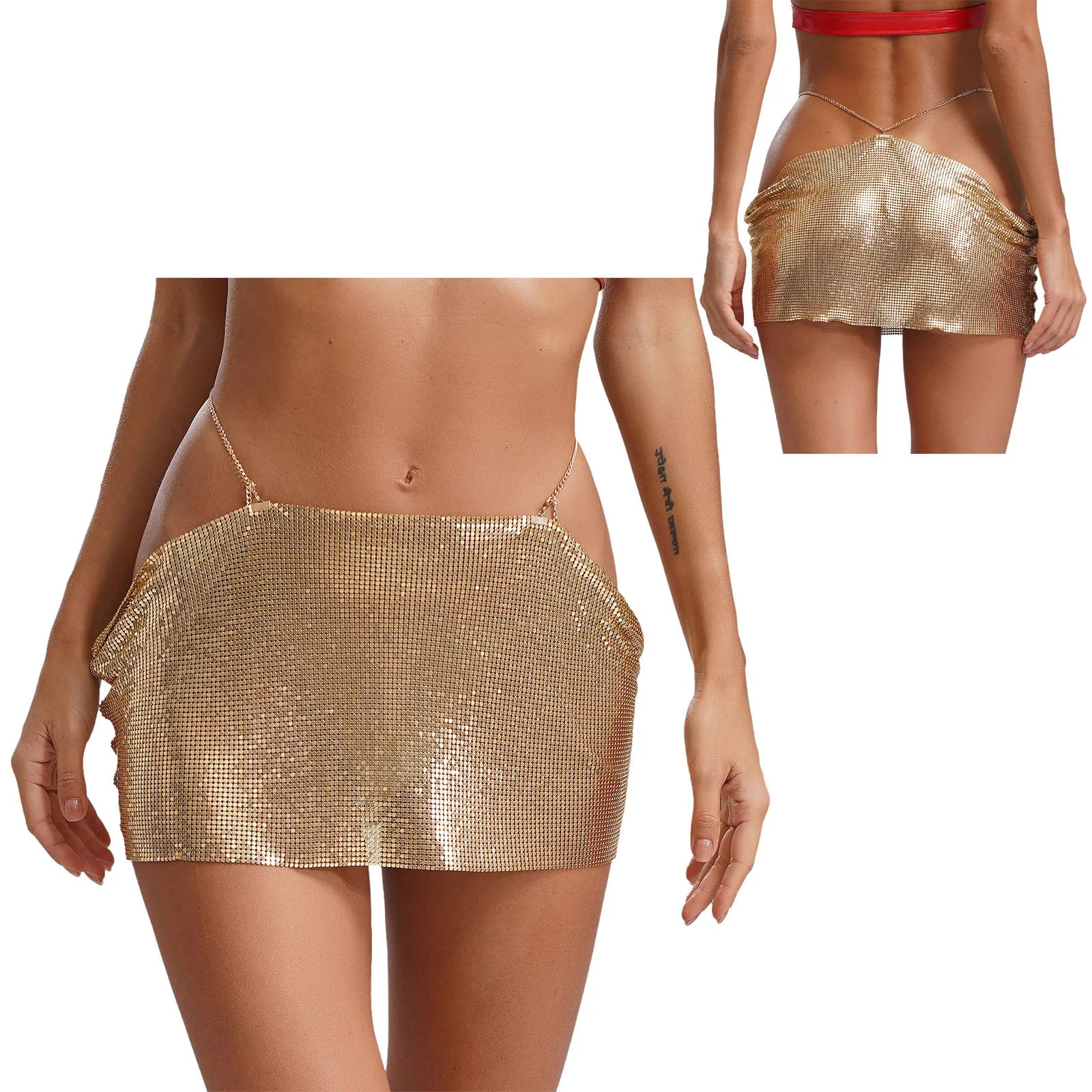 Leia Low Waist Metal Mesh Micro Skirt
