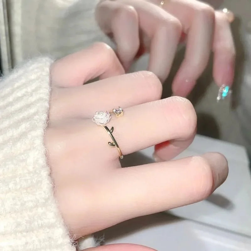 Luxury Zircon Flower Adjustable Wrap Rings