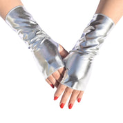 Metallic Faux Leather Fingerless Gloves