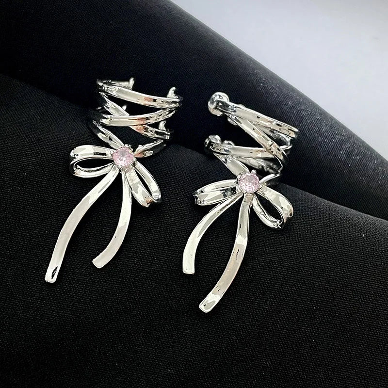 Ballet Ribbon Bow-Knot Ear Cuff Pair
