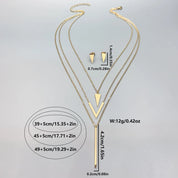 Bohemia 2 Piece Gold-Plated Stainless Steel V-shaped Geometric Pendant Triangle Earrings