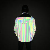 Utilitarian Holographic Reflective Hooded Jacket