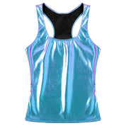 Cosmic Metallic Racer Back Slim Fit Wet Look Tank Top
