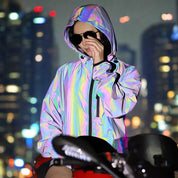 Low Key Holographic Reflective Water Resistant Motorcycle Windbreaker Jacket