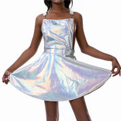 Laser Holographic Criss Cross Mini Dress