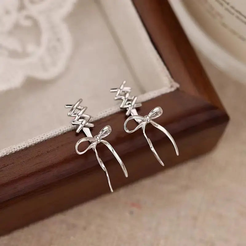 Ballet Ribbon Bow-Knot Ear Cuff Pair