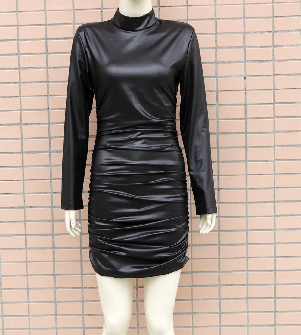 Faux Eva Leather Bodycon Dress
