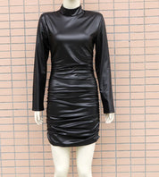 Faux Eva Leather Bodycon Dress