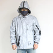 Utilitarian Holographic Reflective Hooded Jacket