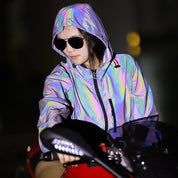 Low Key Holographic Reflective Water Resistant Motorcycle Windbreaker Jacket
