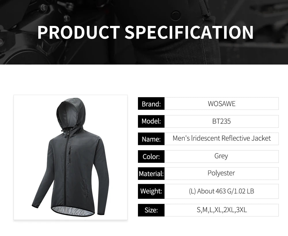 Low Key Holographic Reflective Water Resistant Motorcycle Windbreaker Jacket
