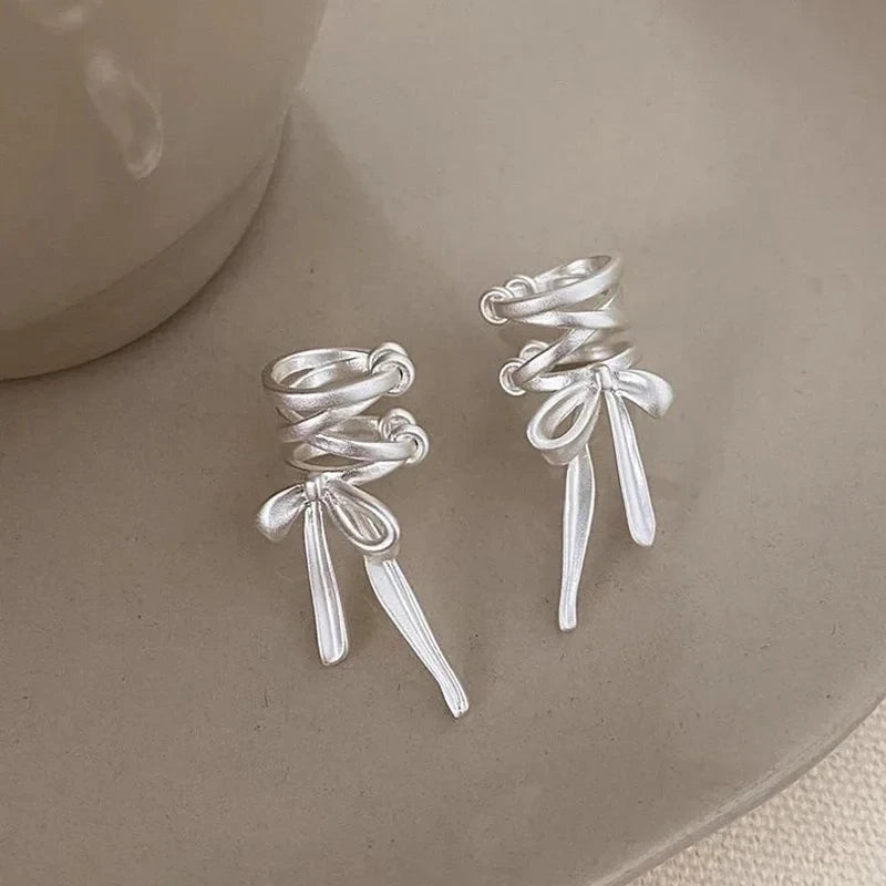 Ballet Ribbon Bow-Knot Ear Cuff Pair