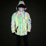 Utilitarian Holographic Reflective Hooded Jacket