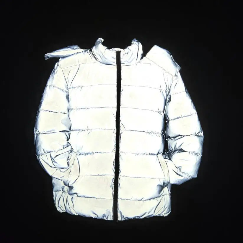 Holographic Reflective Noctilucent Hooded Puffer Jacket | Twilight Kisses