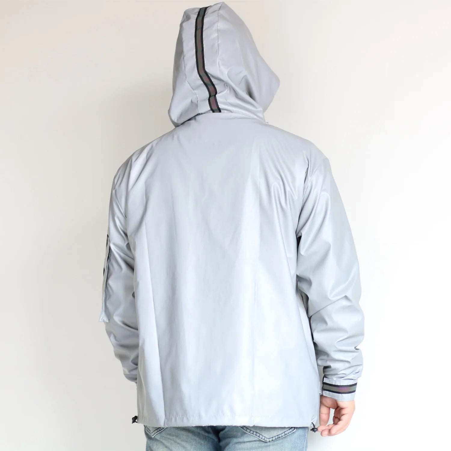Utilitarian Holographic Reflective Hooded Jacket