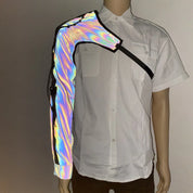 Low Key Asymmetric Design Reflective One Shoulder Sleeve