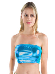 Holographic Metallic Bandeau Tube Top