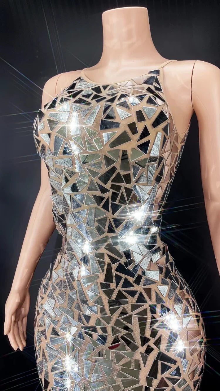 Mirror Mirror Faux Glass Mini Dress