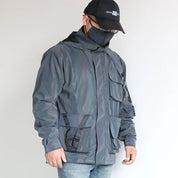 Utilitarian Holographic Reflective Hooded Jacket