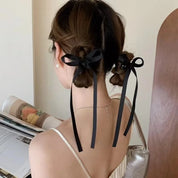 Prima Ballerina 2Pcs Long Tassel Bow Ribbon Hair Clips Accessories