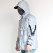 Utilitarian Holographic Reflective Hooded Jacket