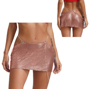 Leia Low Waist Metal Mesh Micro Skirt