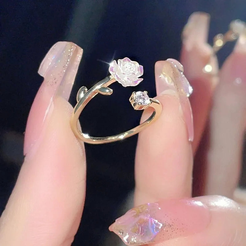 Luxury Zircon Flower Adjustable Wrap Rings