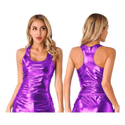 Cosmic Metallic Racer Back Slim Fit Wet Look Tank Top
