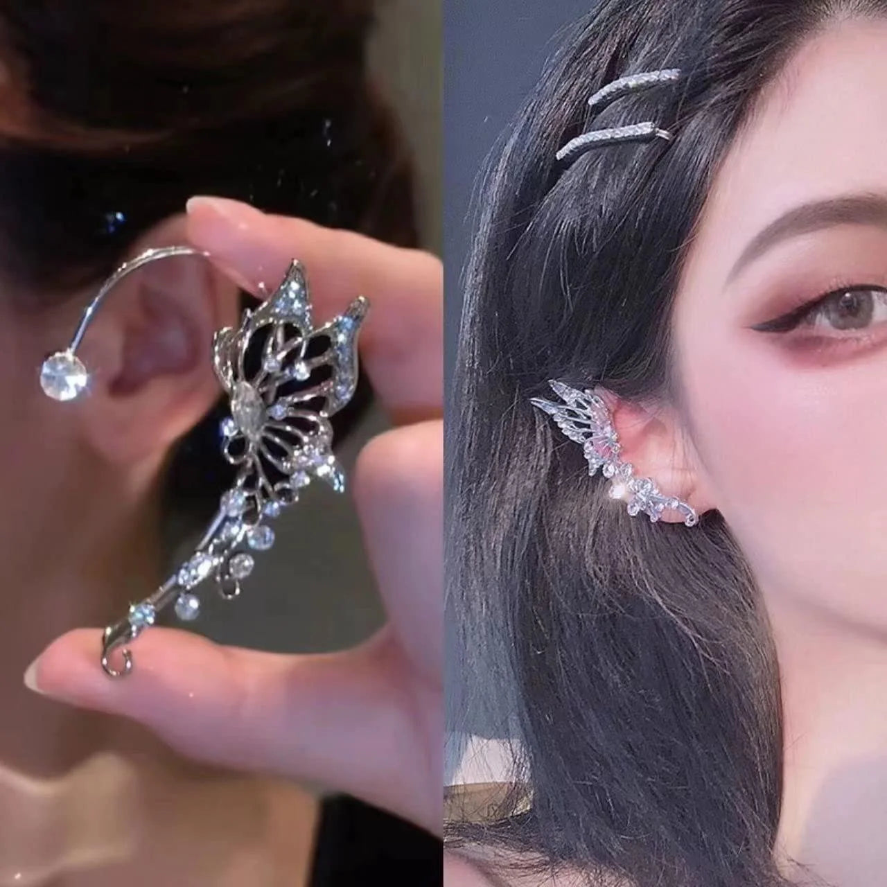 Elvish Butterfly Zircon Crystal Ear Cuff
