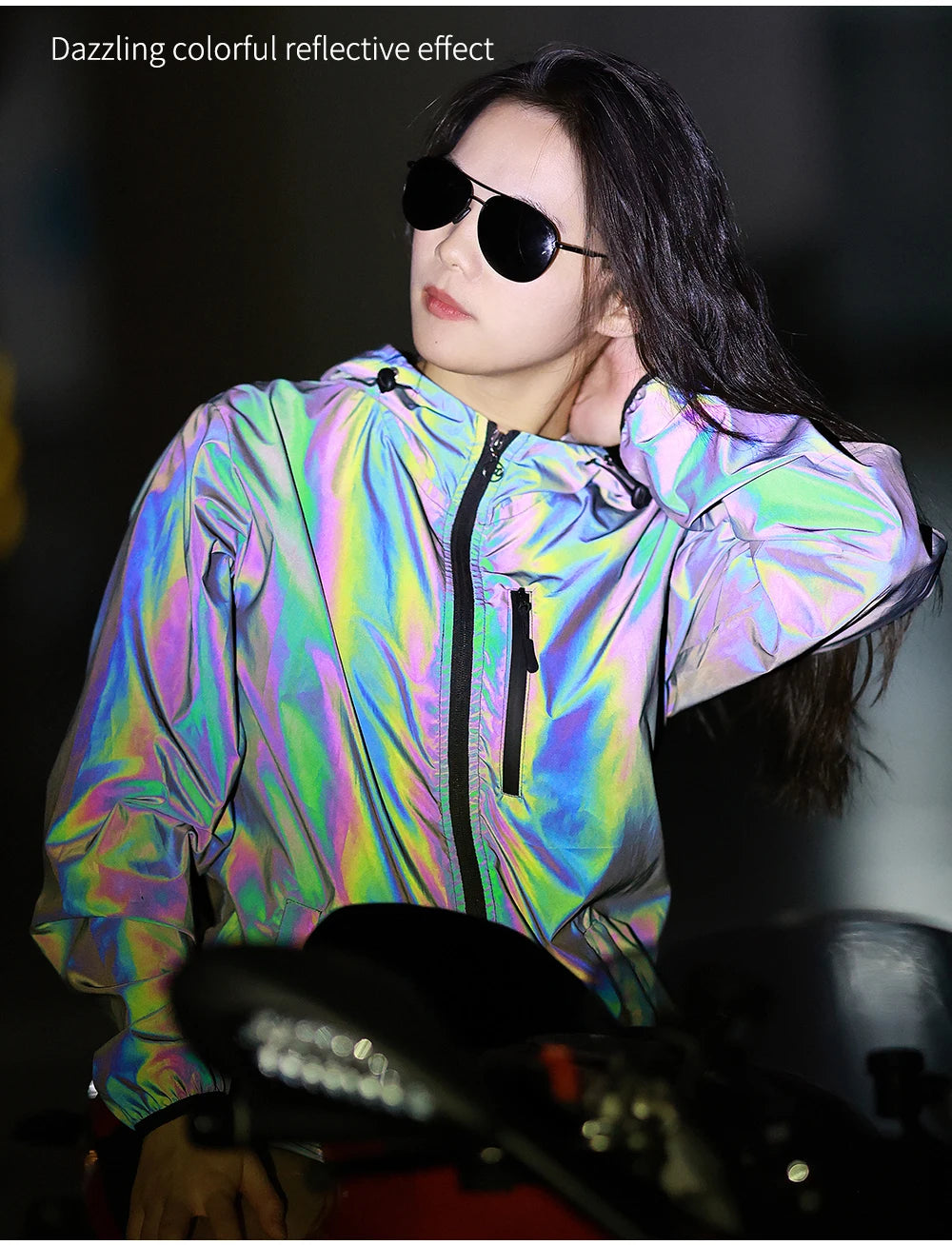 Low Key Holographic Reflective Water Resistant Motorcycle Windbreaker Jacket