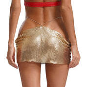 Leia Low Waist Metal Mesh Micro Skirt