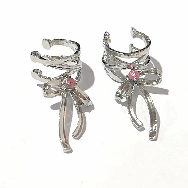 Ballet Ribbon Bow-Knot Ear Cuff Pair