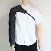 Low Key Asymmetric Design Reflective One Shoulder Sleeve