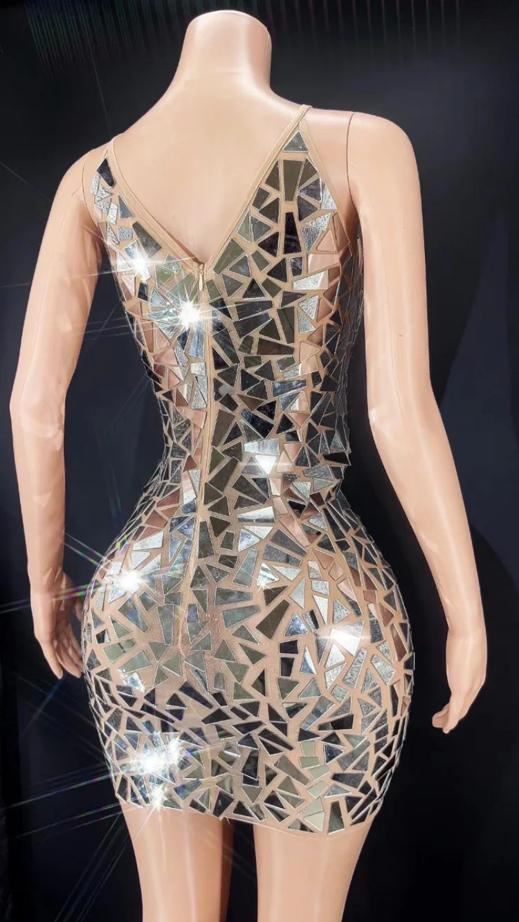 Mirror Mirror Faux Glass Mini Dress