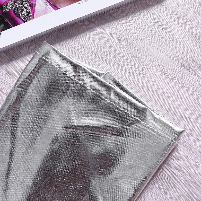 Metallic Over The Knee Faux Leather Socks