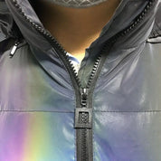Holographic Reflective Noctilucent Hooded Puffer Jacket in Colorful | Twilight Kisses