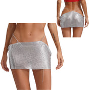 Leia Low Waist Metal Mesh Micro Skirt