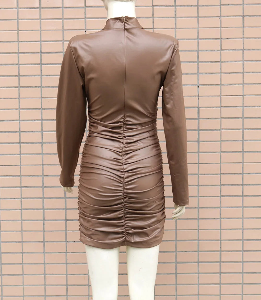 Faux Eva Leather Bodycon Dress