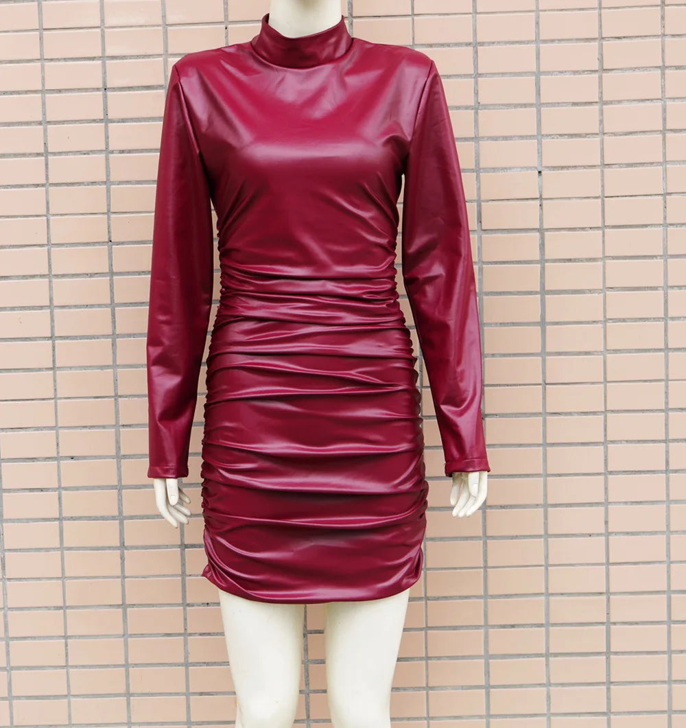 Faux Eva Leather Bodycon Dress