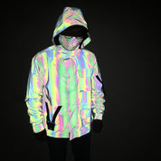 Utilitarian Holographic Reflective Hooded Jacket