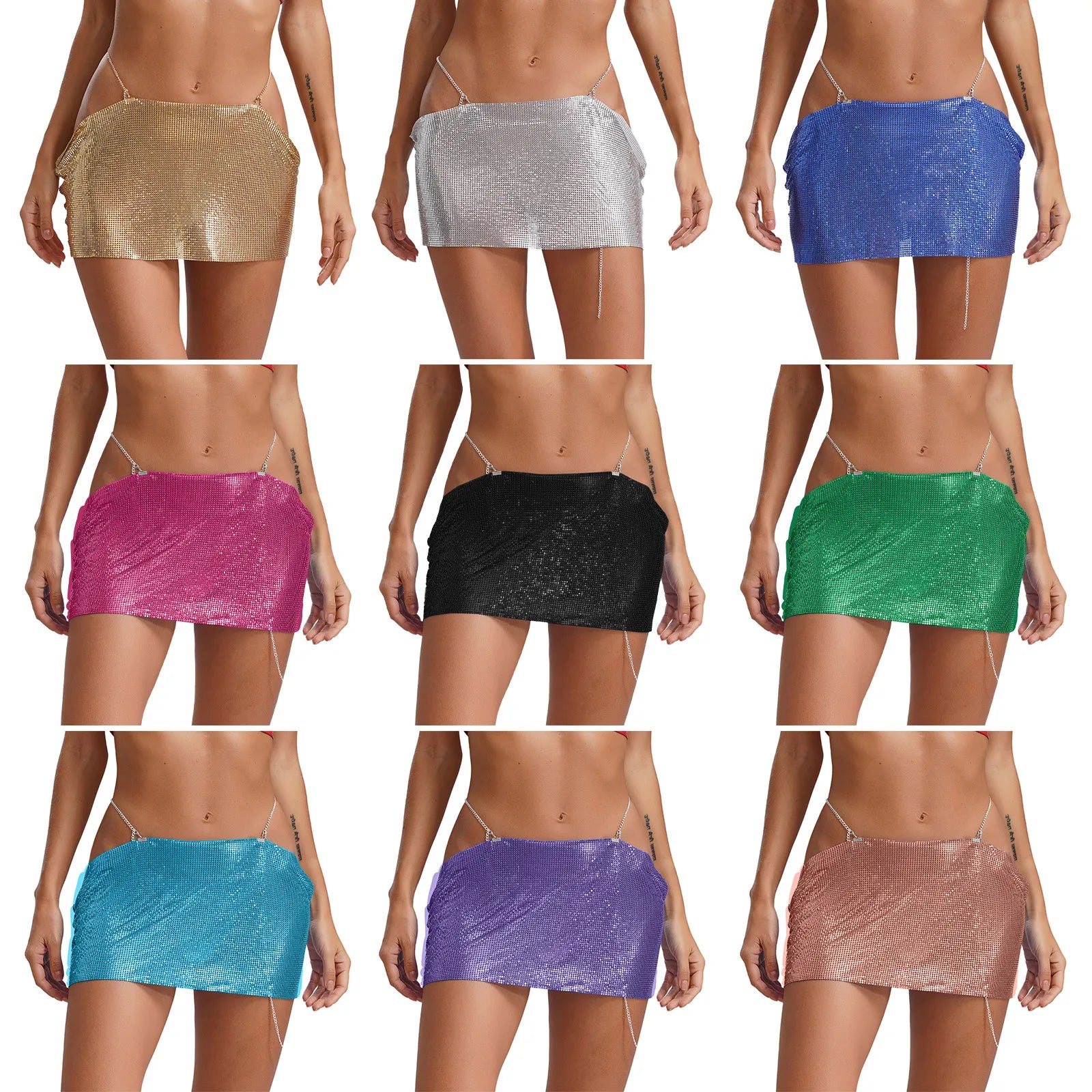 Leia Low Waist Metal Mesh Micro Skirt