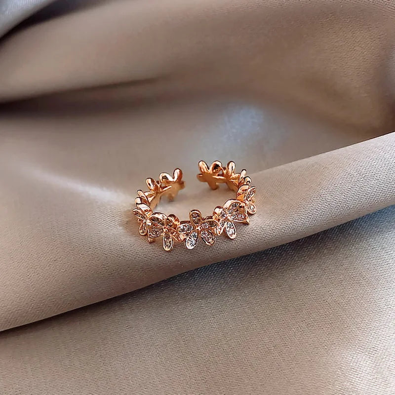 Luxury Zircon Flower Adjustable Wrap Rings