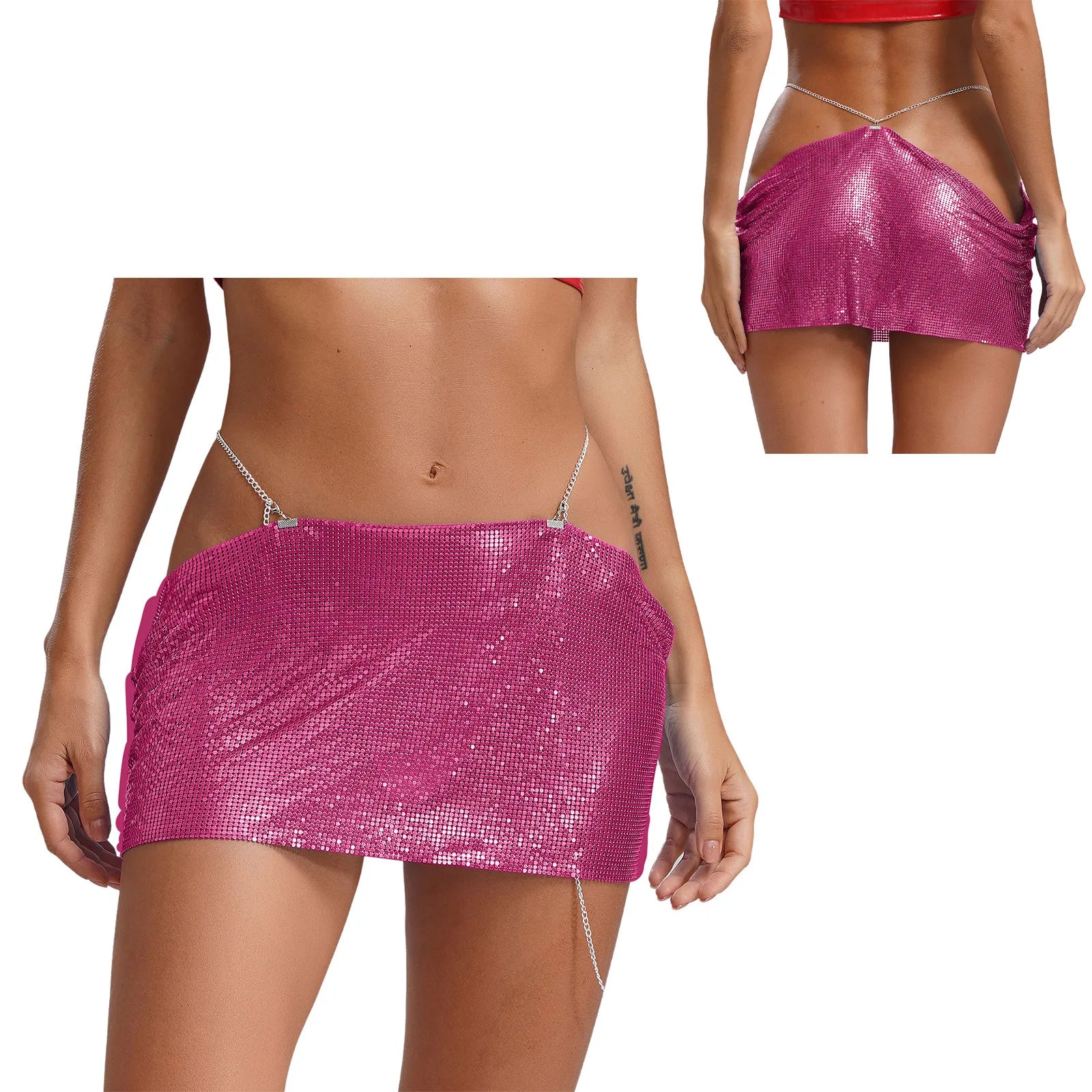 Leia Low Waist Metal Mesh Micro Skirt