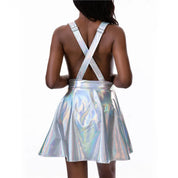 Laser Holographic Criss Cross Mini Dress