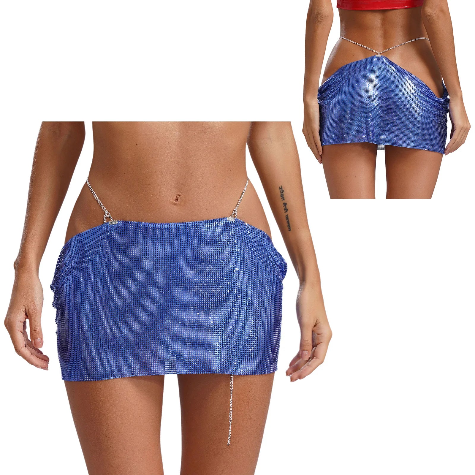Leia Low Waist Metal Mesh Micro Skirt