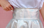 Rainbow Holographic Pleated Mini Skirt